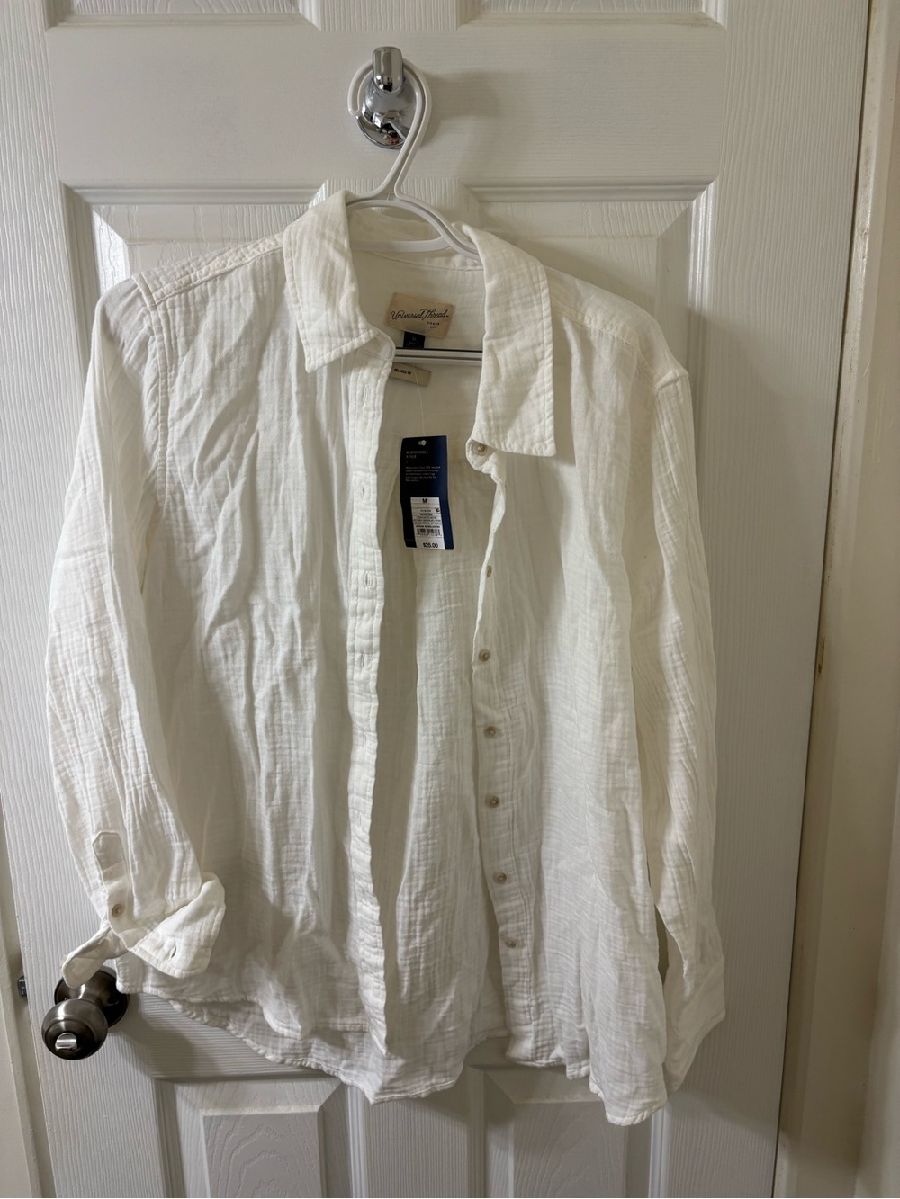 Lightweight White button cover up shirt NWT